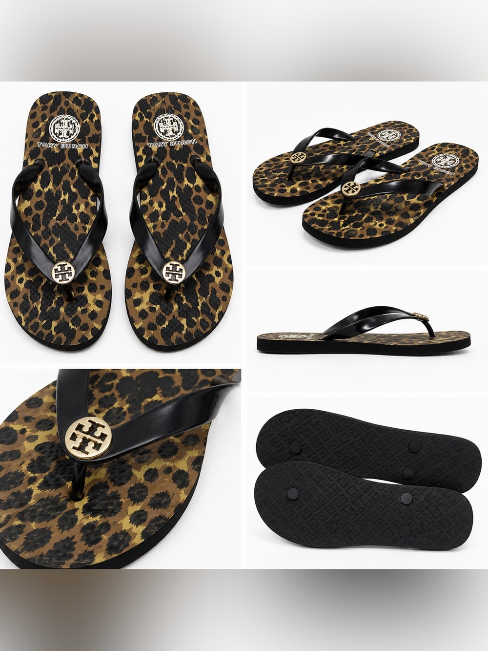 Tory Burch Leopard-Print Flip Flops with Black Straps and Gold Logo 🖤⭐️ - Picture 6 of 7